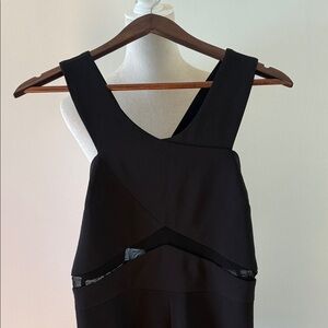 NWOT Marina Chic Black Sleeveless with see-through mesh Jumpsuit 6P